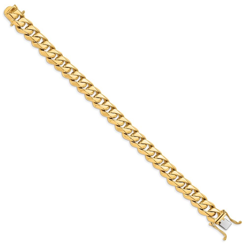 Black Bow Jewelry Company Men's 14k Yellow Gold, 12mm Traditional Curb Chain Bracelet - 8 Inch