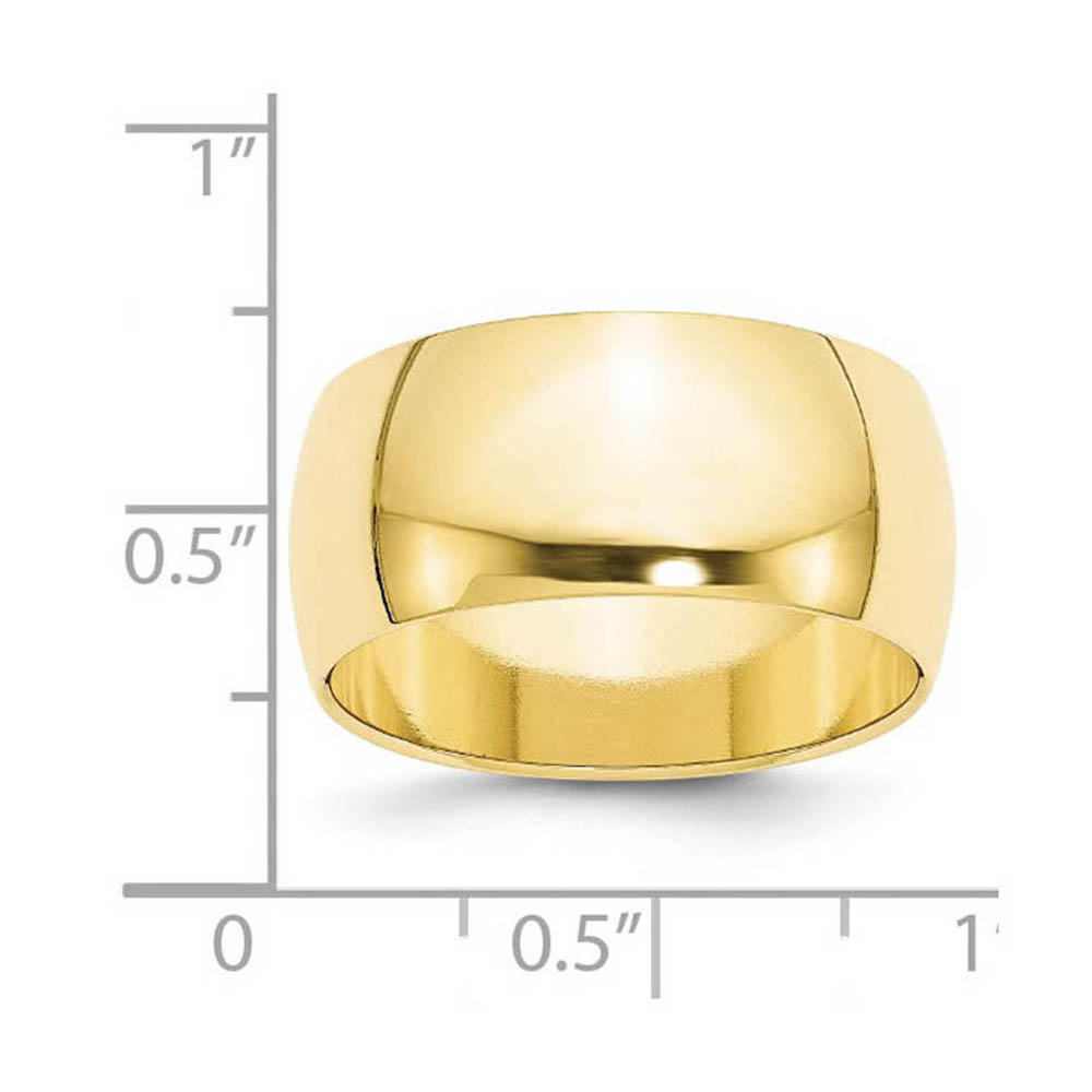 Black Bow Jewelry Company 7mm to 12mm 10K Yellow Gold Half Round Standard Fit Band