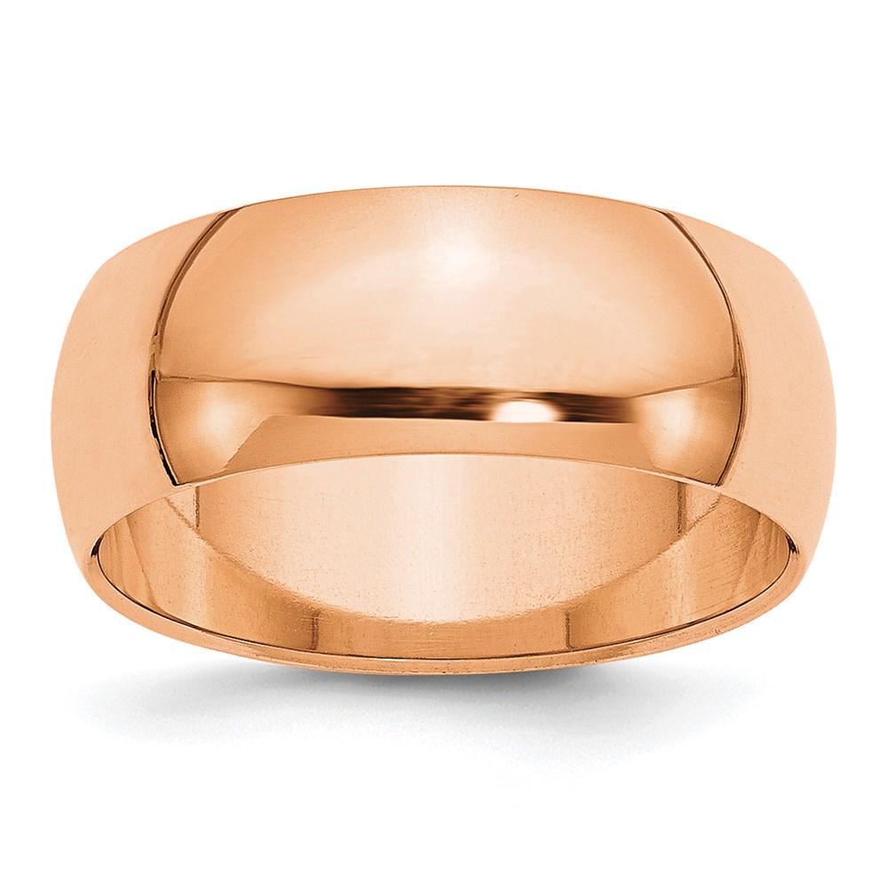 Black Bow Jewelry Company 8mm 14K Rose Gold Light or Standard Wgt Half Round Standard Fit Band