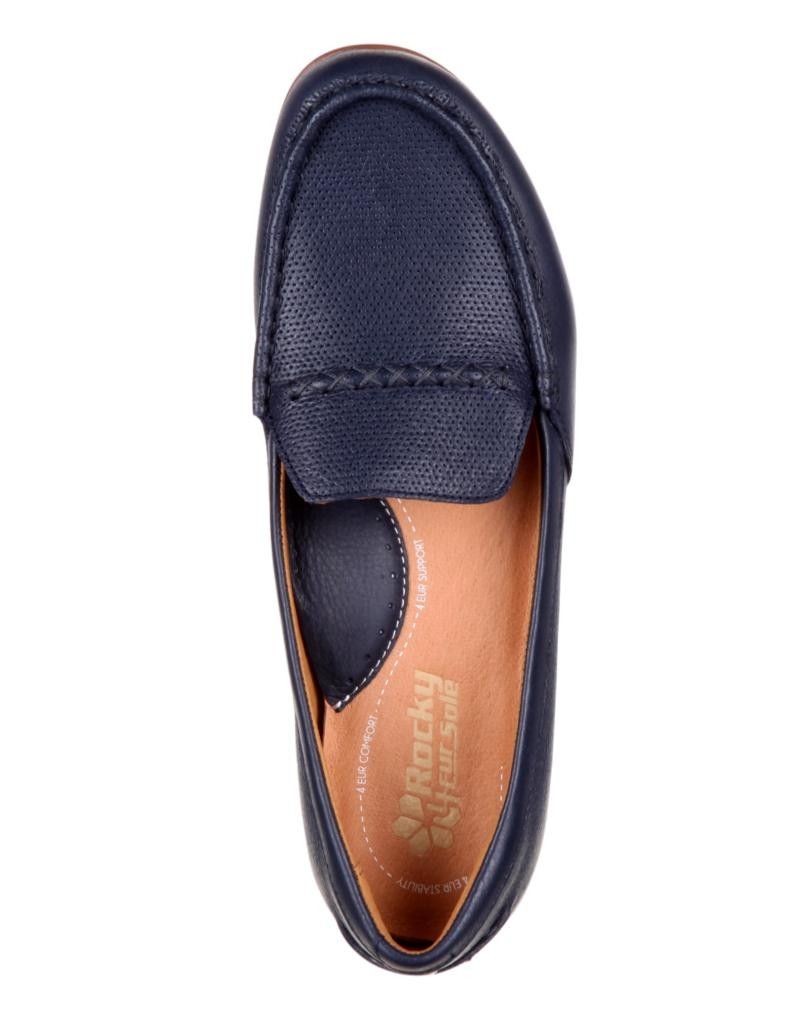 4eursole Casual Shoes Womens Alto Slip On Loafer Leather Navy Rkh210