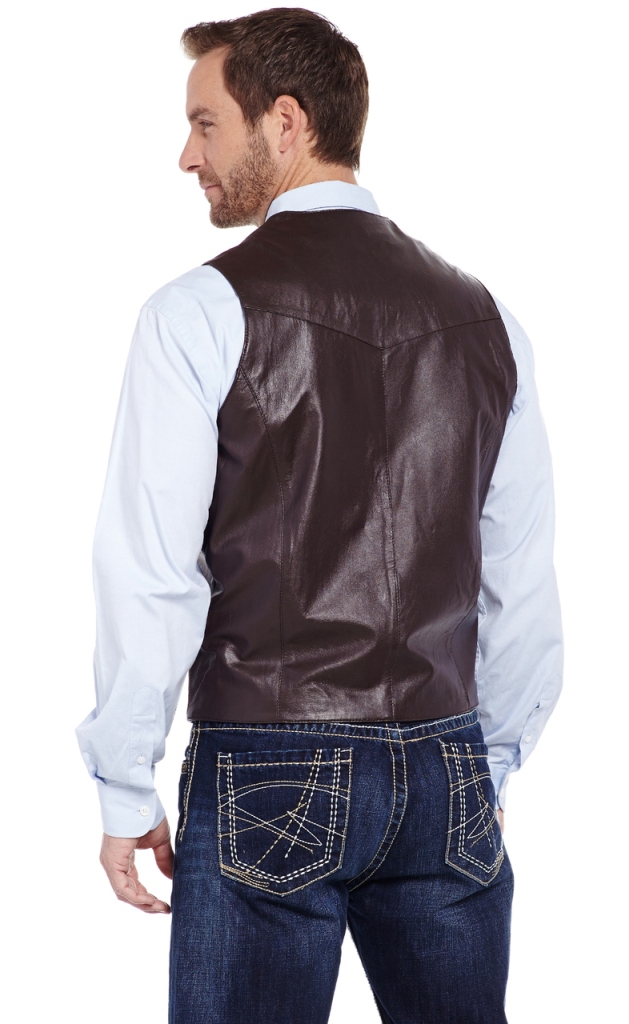 Cripple Creek Outerwear Vest Mens Leather On Front Ml3059t