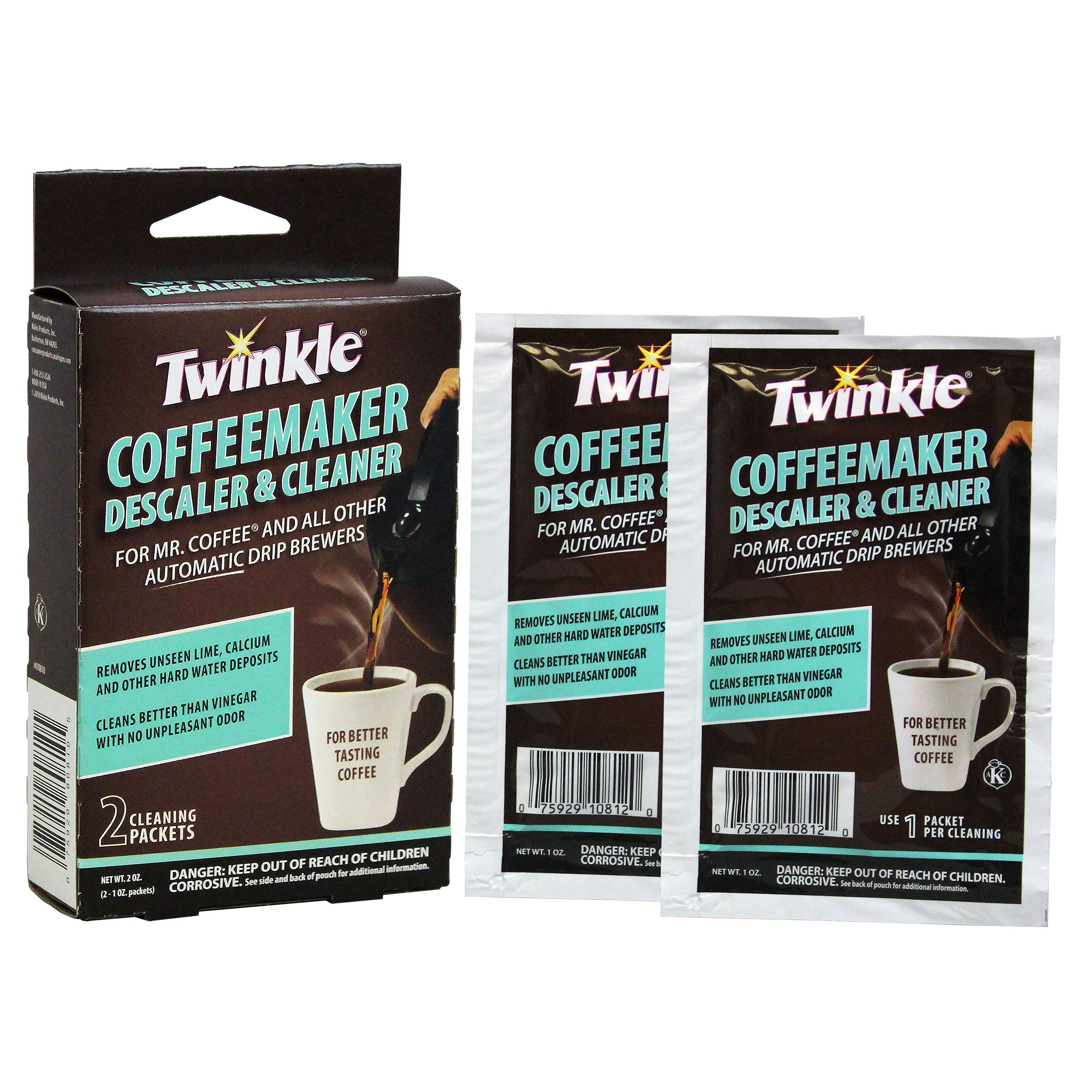 Twinkle Coffeemaker Claner and Descaler - Compatible with Mr. Coffee & All Automatic Drip Units - Set of 2