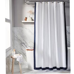 Everhome Emory Hotel Border Shower Curtain, 100% Cotton, Maritime Blue (72" x 72")