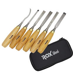 Rox Wood ROX-15399068-6PC Wood Carving Tools in EVA Bag with Zipper Plus Hanging Carabiner - Set of 6