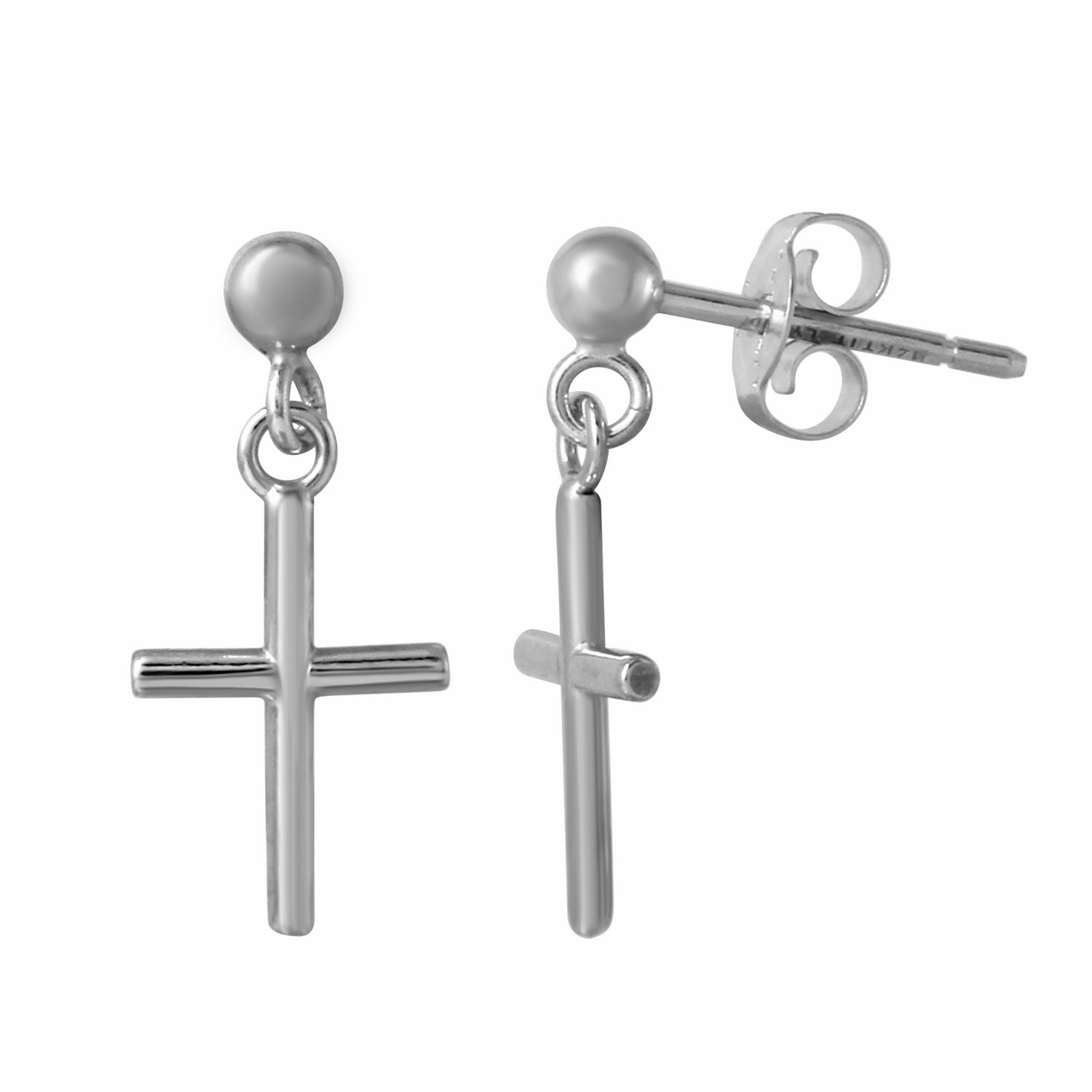 14k White Gold Cross Earrings Sea Of Diamonds 14k White Gold Cross Dangle Earrings