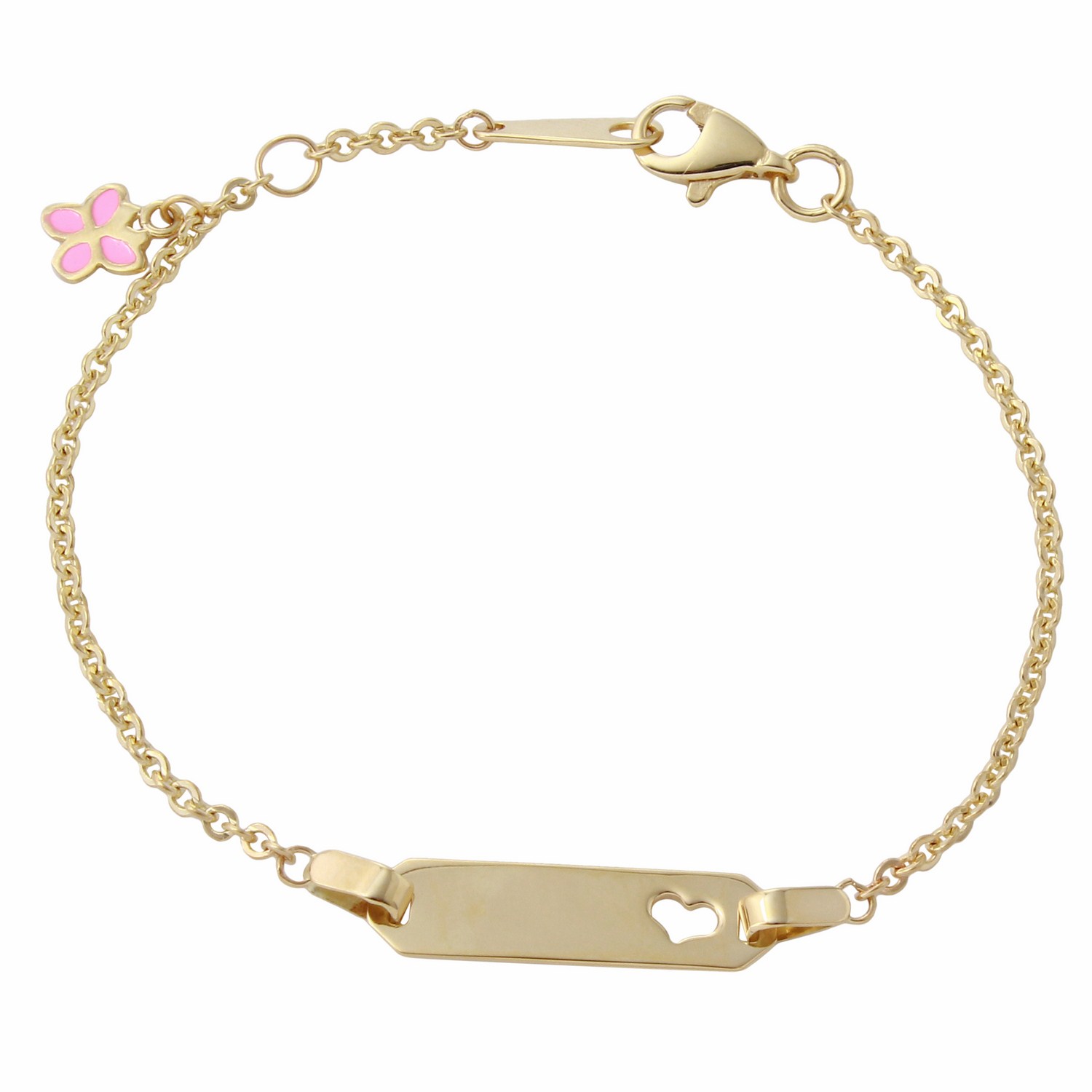 Personalized 14k Gold Name Id Baby Bracelet Sea Of Diamonds 14k Yellow Gold Erfly Charm Heart Baby Id Rolo Bracelet 6 Inch