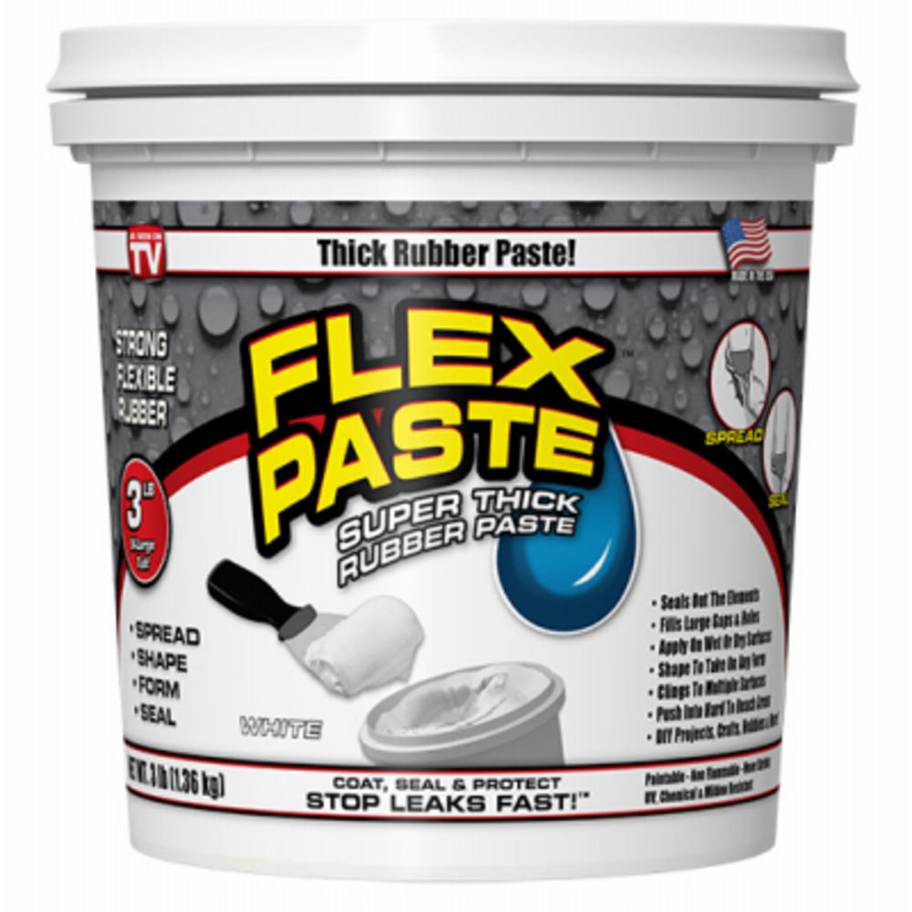 FLEX SEAL Family of Products PFSWHTR32 FLEX PASTE Super Thick Waterproof Rubberized Paste, White, 3-Lb. Tub - Quantity 1