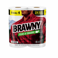 Brawny 44475 Tear-A-Square 2-Ply Paper Towels, 100 Sheets/Roll, 2 Roll Pk. - Quantity 12