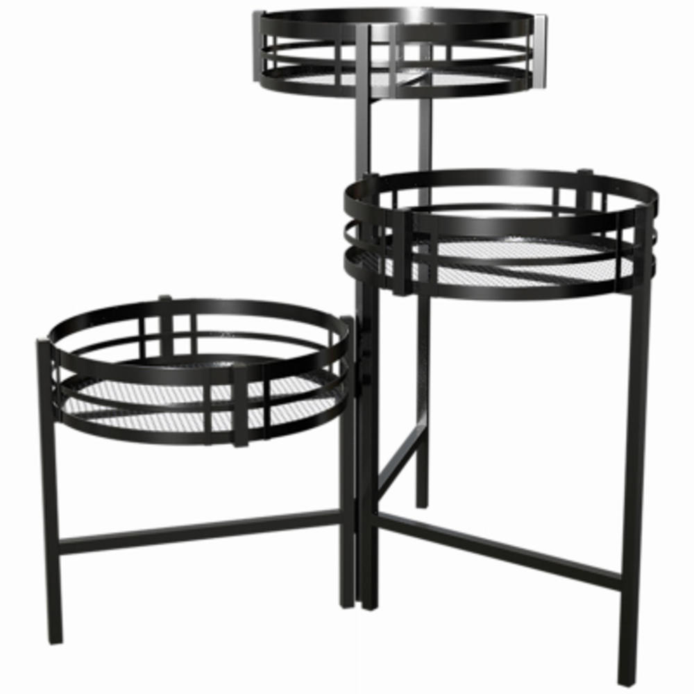 Panacea Products Corp. Panacea Products 81635 Mission 3-Tier Folding Plant Stand, Black, 10 x 10 x 21-In. - Quantity 1