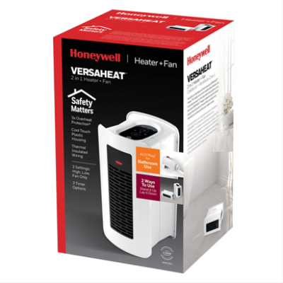 Honeywell HHF260 VersaHeat Two Position Heater, 1100-Watts, Digital Controls, Bathroom Safe - Quantity 2