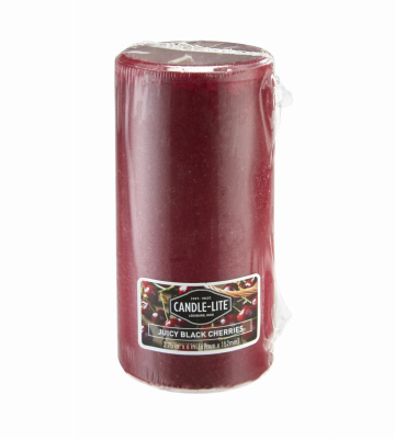 Candle Lite 2846565 Black Cherry Scented Pillar Candle, 6-Inch - Must buy in quantities of 2 - Quantity 2