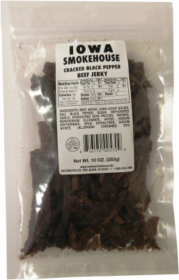 Iowa Smokehouse IS-10JP Beef Jerky, Cracked Black Pepper, 10-oz. - Quantity 6