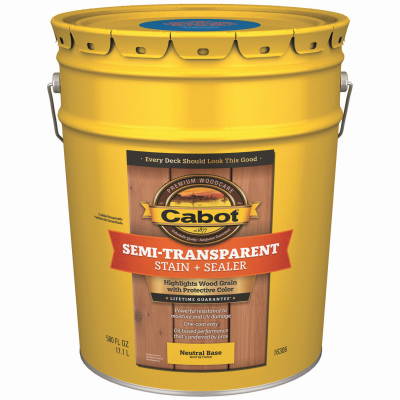 Cabot 16306-05 Semi-Transparent Deck & Siding Stain, Neutral Base, Qt. - Quantity 1