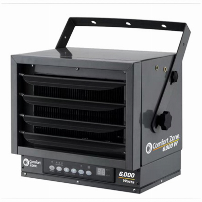 Comfort Zone World & Main 106101 6000W Heavy Duty Industrial Heater&#44; Charcoal Gray
