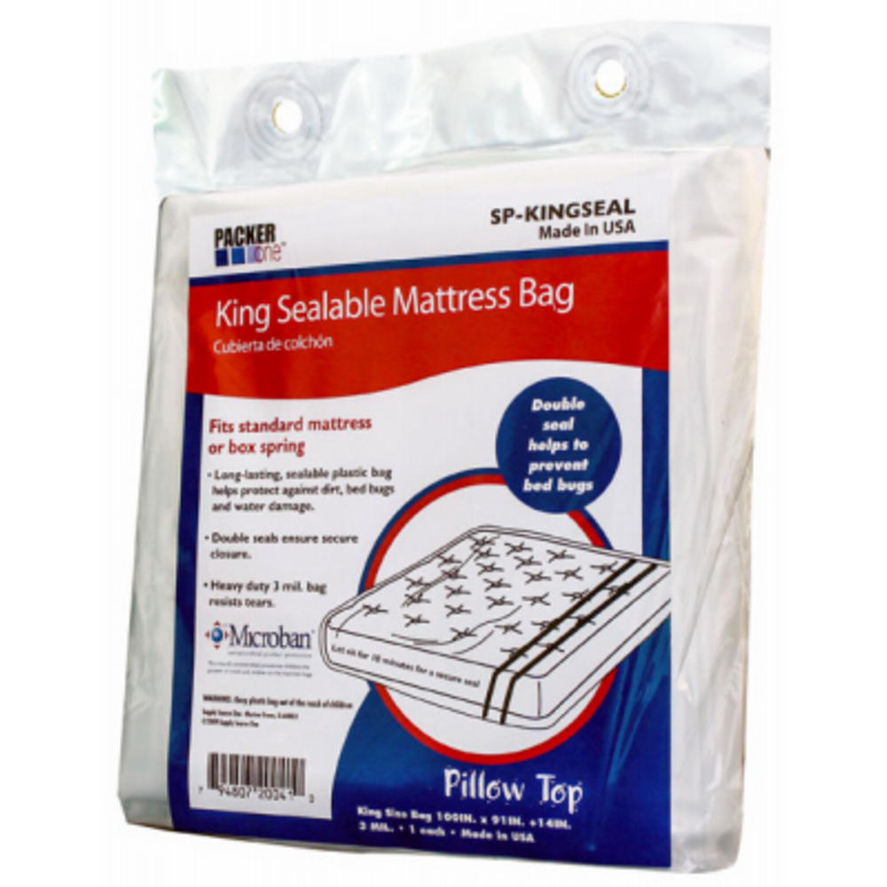 BUNZL SP-KINGSEAL Sealable Microban King Mattress Bag, 100 x 91 x 14-In.