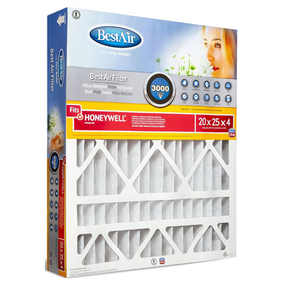 BestAir HW2025-13R 20x25x4 In. Honeywell Pleated Air Filter, MERV 13, Electrostatically Charged