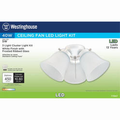 Westinghouse Lighting 77847 3LGT WHT Fros 3 Frosted Ribbed Glass Ceiling Fan Light Kit
