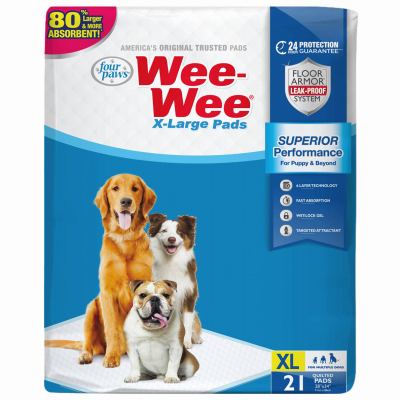 Four Paws Pet Products Four Paws 100546905 Wee-Wee Superior Performance Dog Pee Pads, X-Large, 21-Ct. - Quantity 4