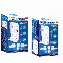Bell + Howell 6035842 Swivel Power Residential Plastic Grounding Outlet with 5-15R Multiplier&#44; White