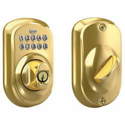 Schlage BE365VPLY505 Plymouth Brass Keypad Deadbolt Lock - Quantity 1