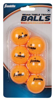Franklin 57105 Table Tennis Balls, 1-Star, Orange, 6-Pk. - Quantity 12