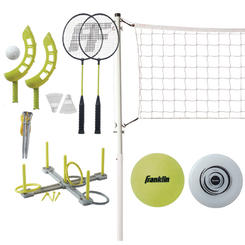 Franklin Sports Fun 5 Combo Outdoor Game Set - Backyard, Beach + Camping Games for Kids - Badminton, Volleyball, Flip Toss, Flyi