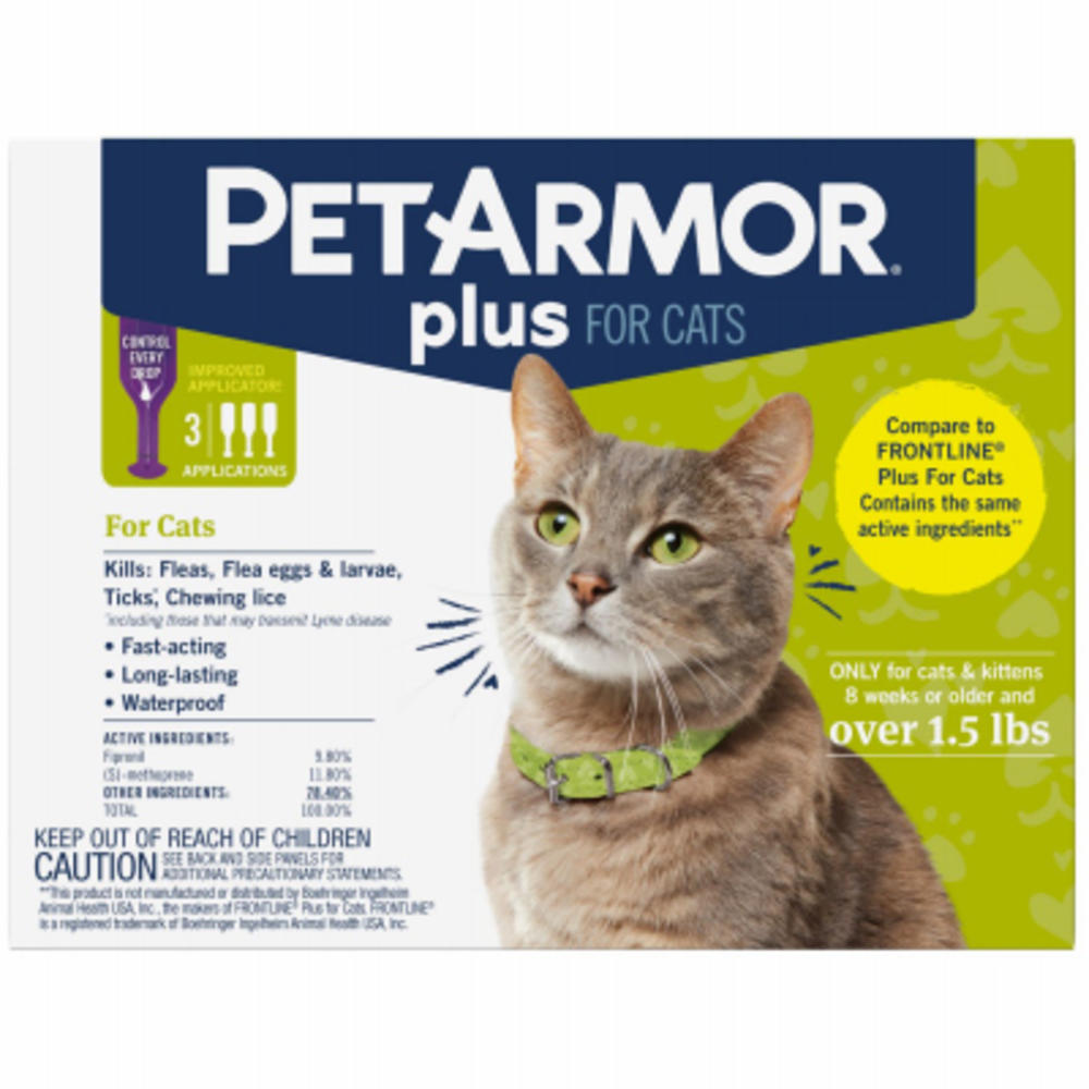 PetArmor Plus 5391 Flea and Tick Protection, For Cats 1.5-Lbs. or More, 3 Applications - Quantity 1