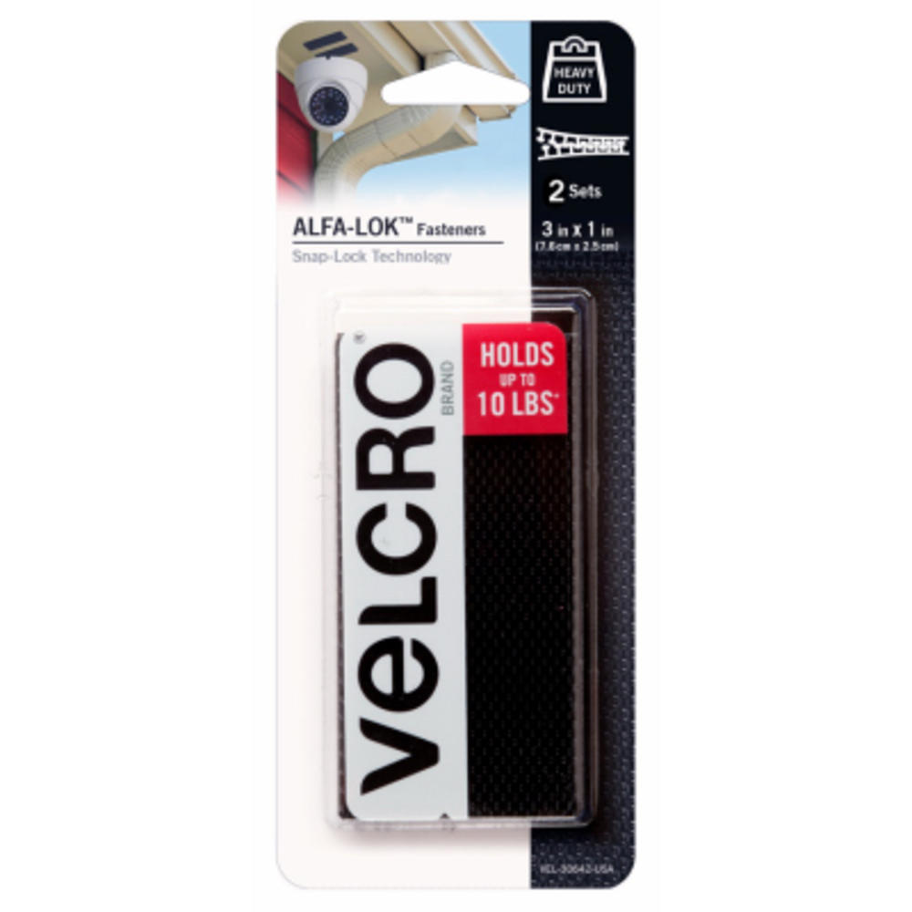 VELCRO Brand VEL-30642-USA Alfa-Lok Fasteners, Black, 3 x 1 In., 2-Ct. - Quantity 6