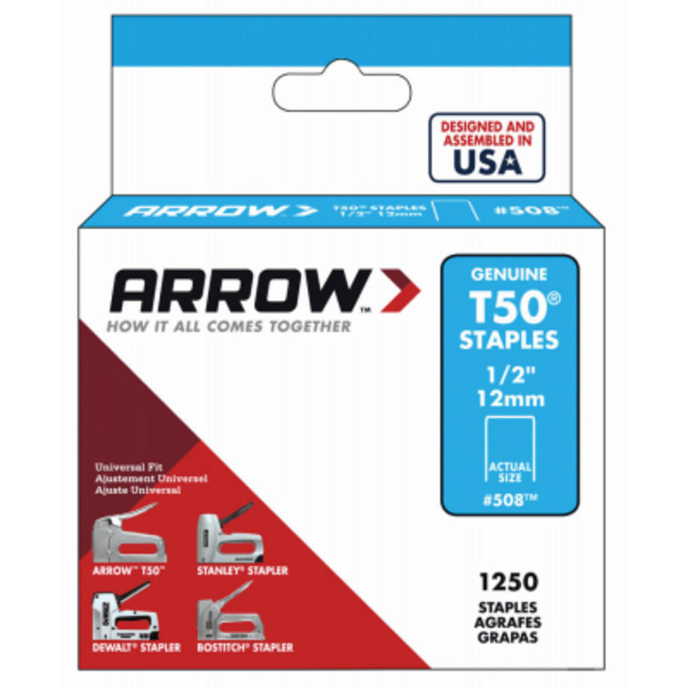 Arrow 50824 Staples, .5-In., 1250-Pk. - Quantity 4