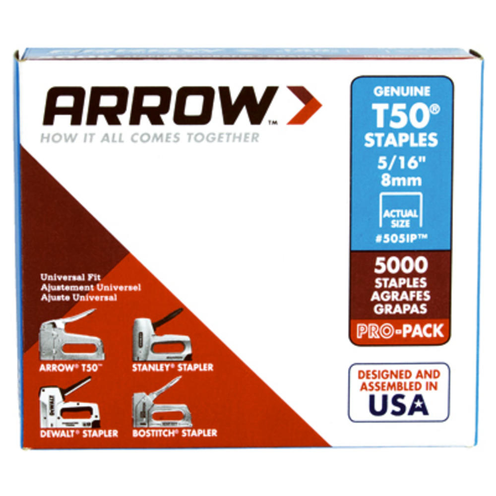 Arrow 505IP T-50 Staples, 5/16-In., 5000-Pk. - Quantity 1