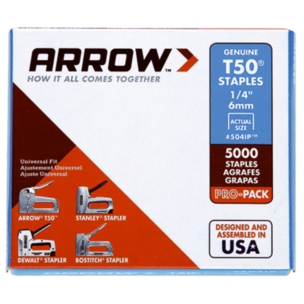 Arrow 504IP T-50 Staples, 1/4-In., 5000-Pk. - Quantity 1