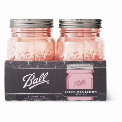 Ball 1440069045 Collection Elite Mason Jars, Wide Mouth, Amber, 16-oz., 4-Ct. - Quantity 4