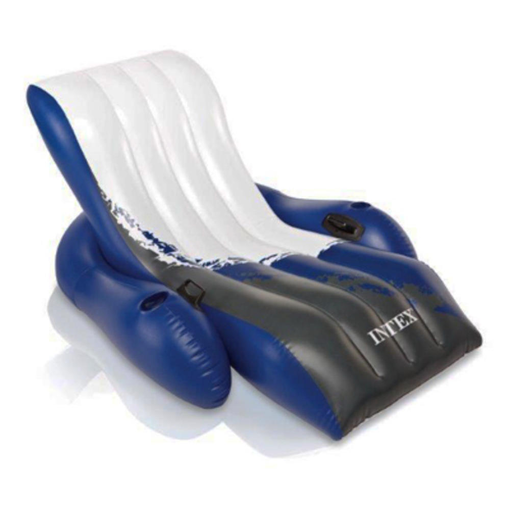 Intex 58868EP Floating Recliner Lounge, White/Blue, 71 x 53-In. - Quantity 1