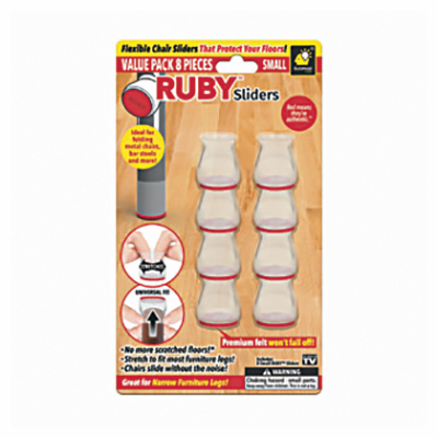 Ruby Sliders 15933-6 Chair Leg Floor Protection, Fits Small Legs, 8-Pk. - Quantity 1