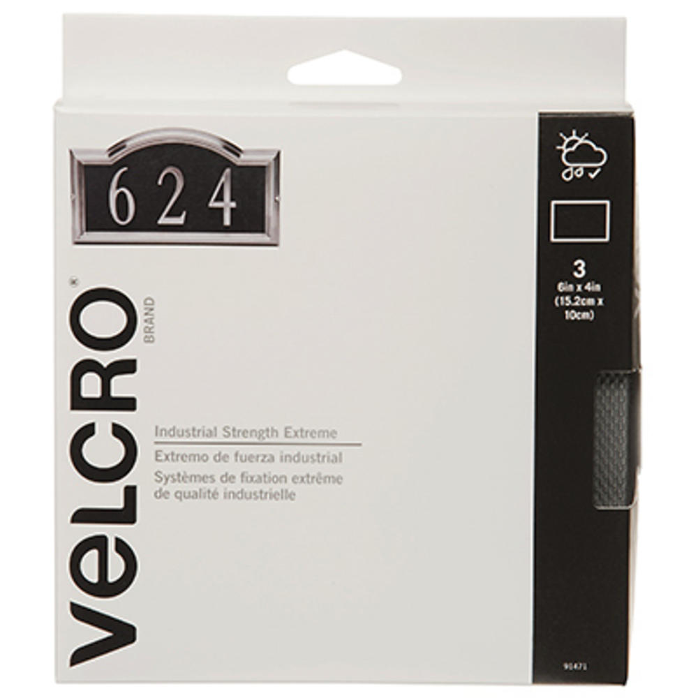 VELCRO Brand 91471 Extreme Industrial-Strength Titanium Fastening Strips, 6 x 4 In., 3-Ct. - Quantity 1