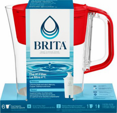 Brita 50769 6-Cup Pitcher + Filter, Red - Quantity 1