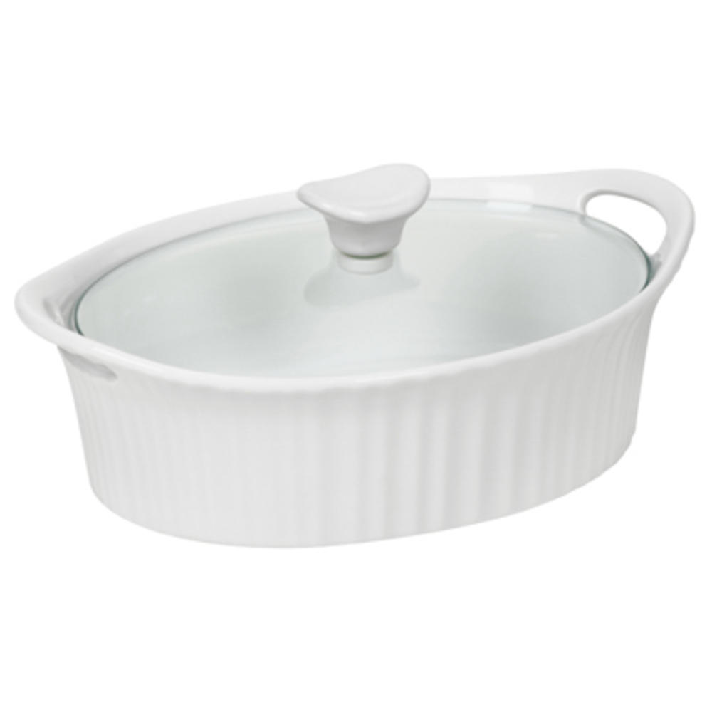 Corningware 1105929 Casserole Dish with Glass Cover, Oval, French White III, 1.5-Qts. - Quantity 2