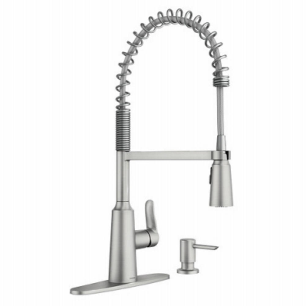 Moen 87807SRS Edwyn Single Handle, High Arc Kitchen Faucet, Pull-Down Spray, Spot-Resistant Stainless Steel - Quantity 1