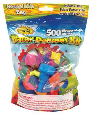 Water Sports LLC Water Sports 80086-2 Water Balloon Kit, 500 Biodegradable Balloons & Hose Nozzle - Quantity 1