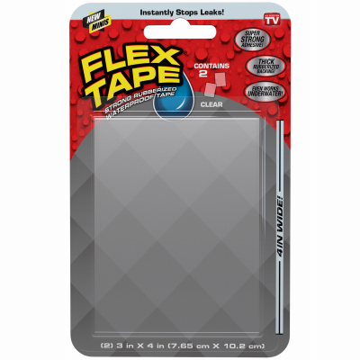 FLEX SEAL Family of Products TFSCLRMINI FLEX TAPE Clear Mini Waterproof Tape Patches, 3 x 4-In., 2-Pack - Quantity 1