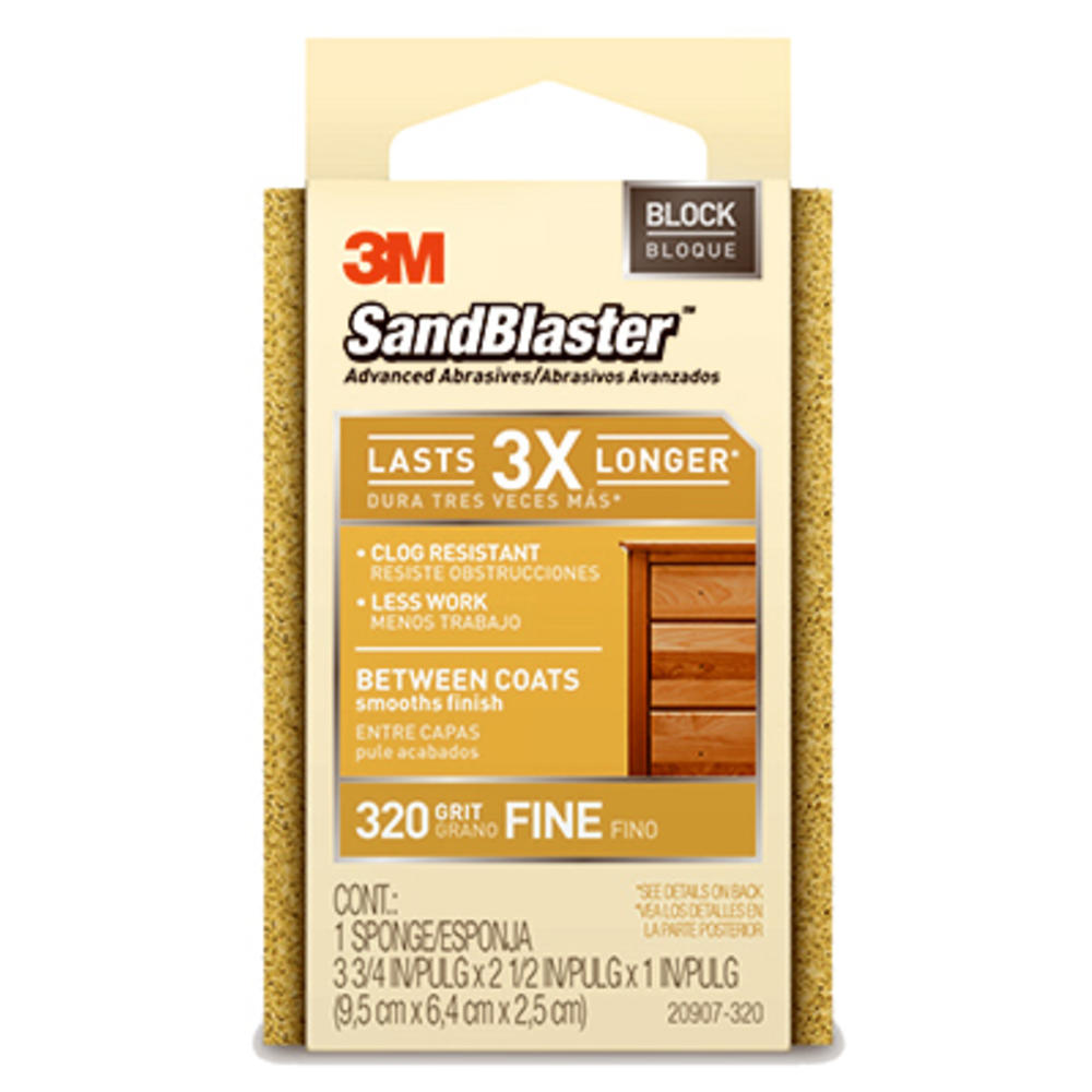 3M 20907-320 Sandblaster Sanding Sponge Block, 320-Grit - Quantity 12