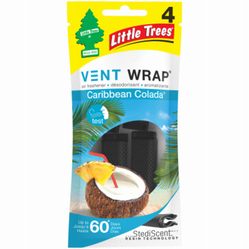 Little Trees CTK-52725-24 Vent Wrap Car Air Freshener, Caribbean Colada, 4-Pk. - Quantity 4