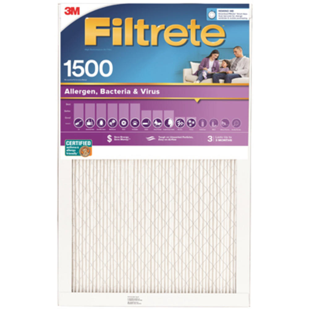 3M 2001DC-6 Pleated Air Filter, Ultra Allergen Reduction, 3 Months, Purple, 16x25x1-In.