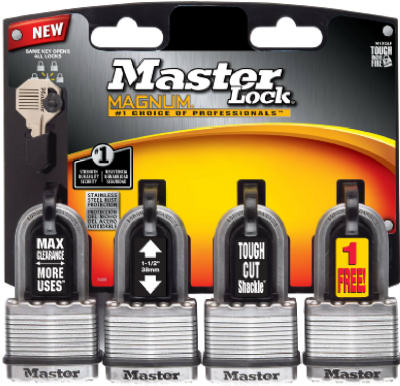 Master Lock M1XQLFCCSEN Magnum Keyed Laminated Padlocks, 4-Pack, 1-3/4 In. - Quantity 1