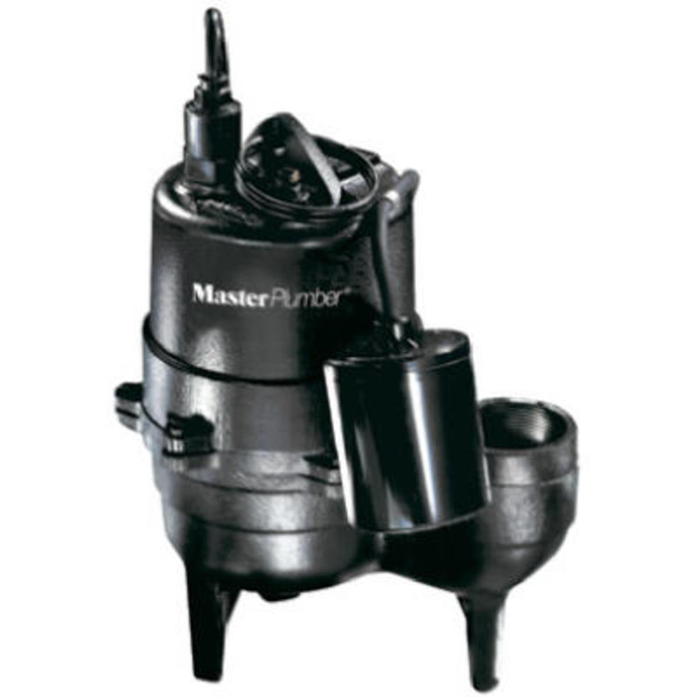 Master Plumber 540155 Automatic Submersible Sewage Pump, Cast-Iron, .5-HP Motor, 9000-GPH - Quantity 1