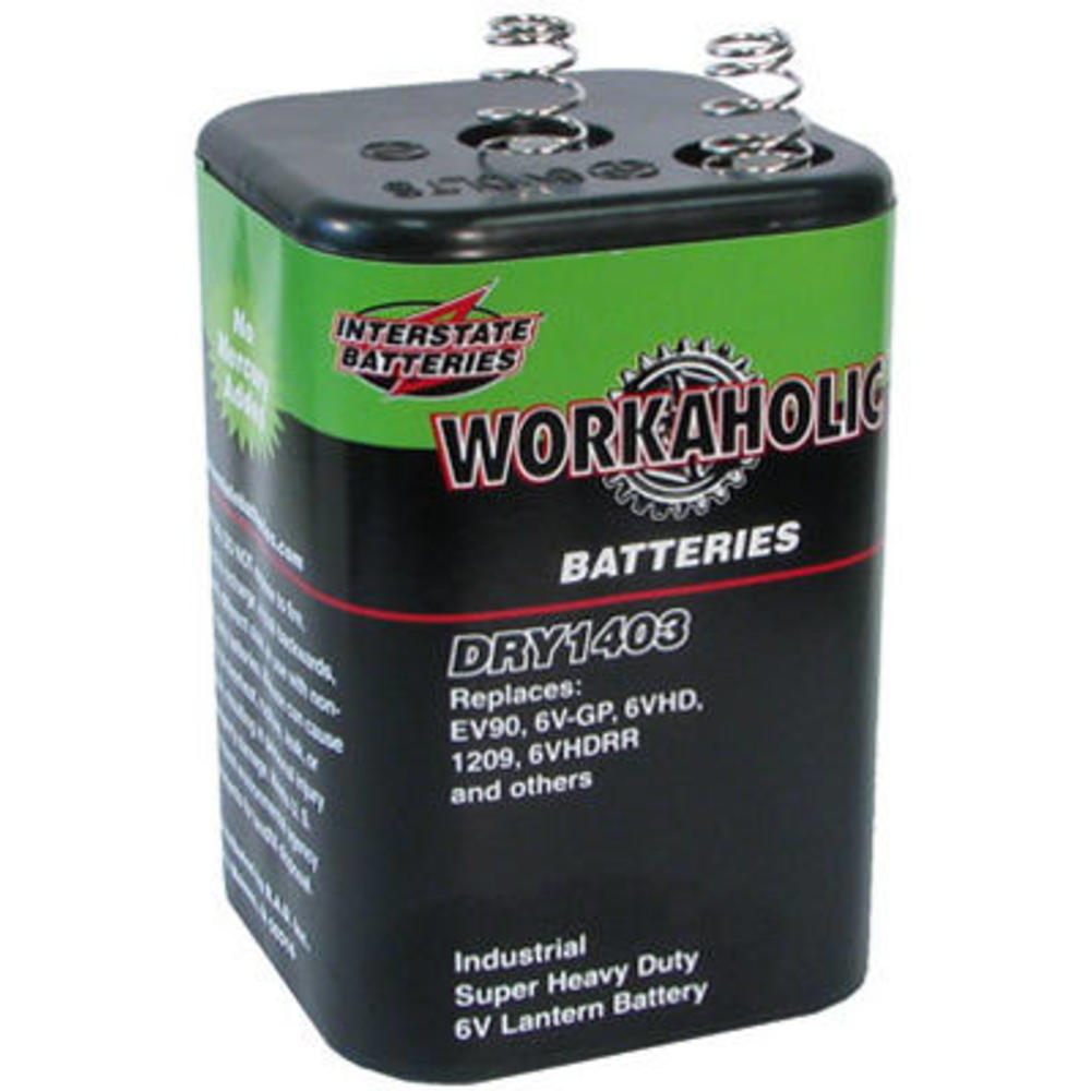 Interstate DRY1403 Heavy Duty Lantern Battery, Spring Top, 6-Volt - Quantity 1