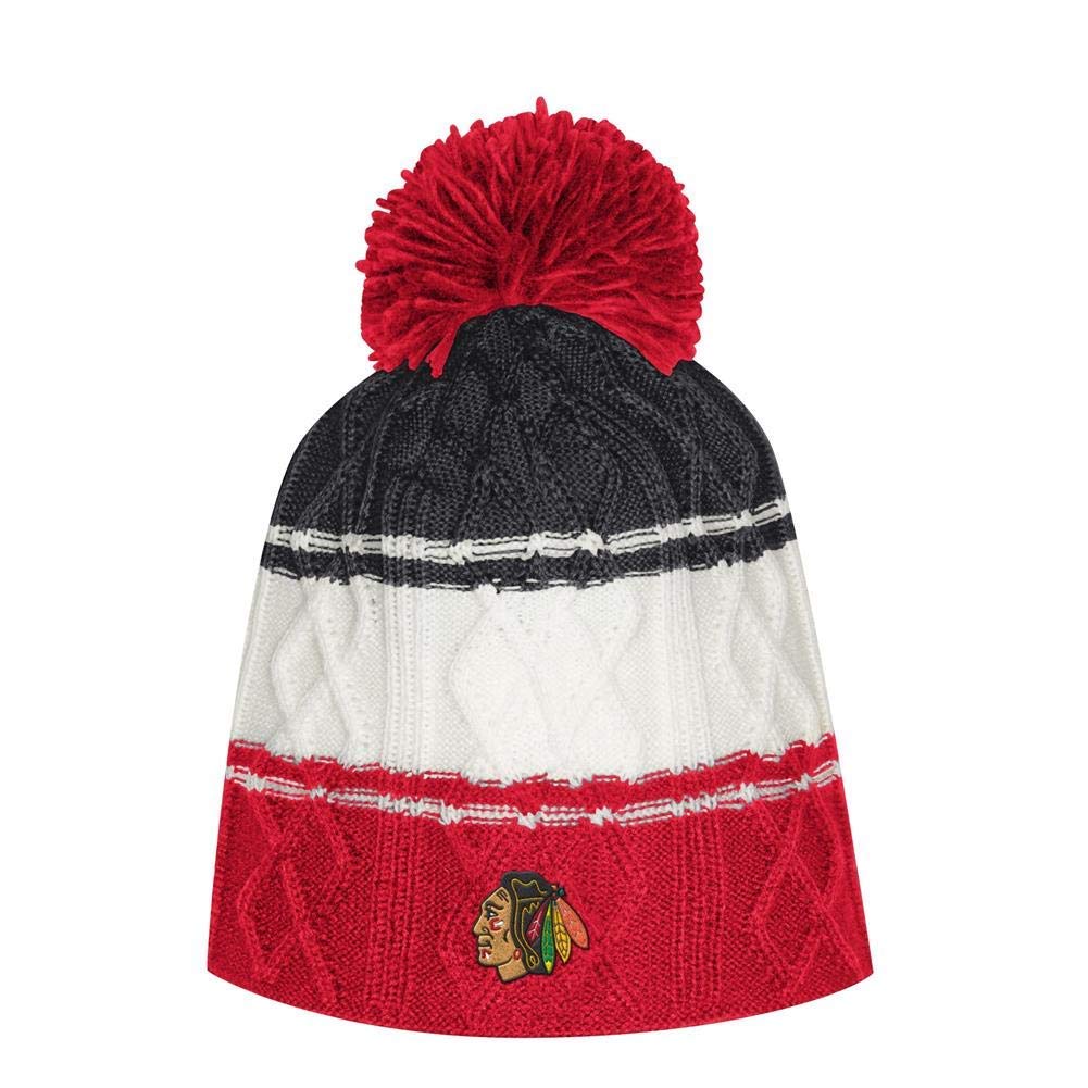 Adidas Chicago Blackhawks Striped Cable Knit Women's Beanie