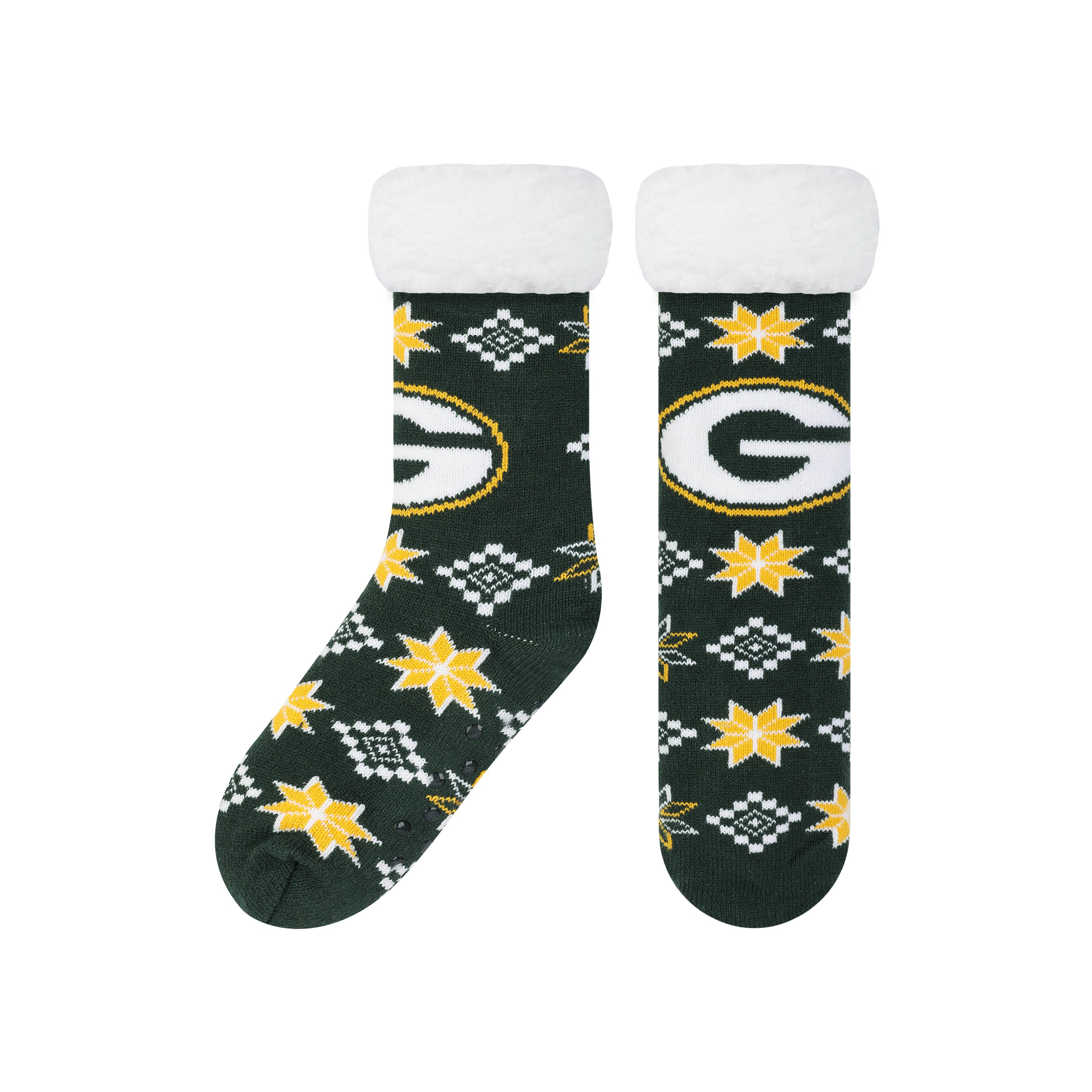 Foco Green Bay Packers 2021 Ugly Christmas Footy Slippers, Women's 6-10
