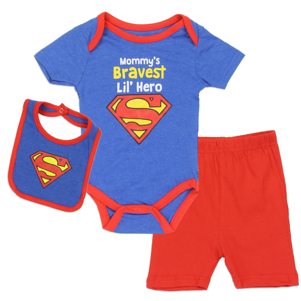 Penguin Kidswear DC Comics Superman Mommy's Bravest Little Hero 3-Piece Set