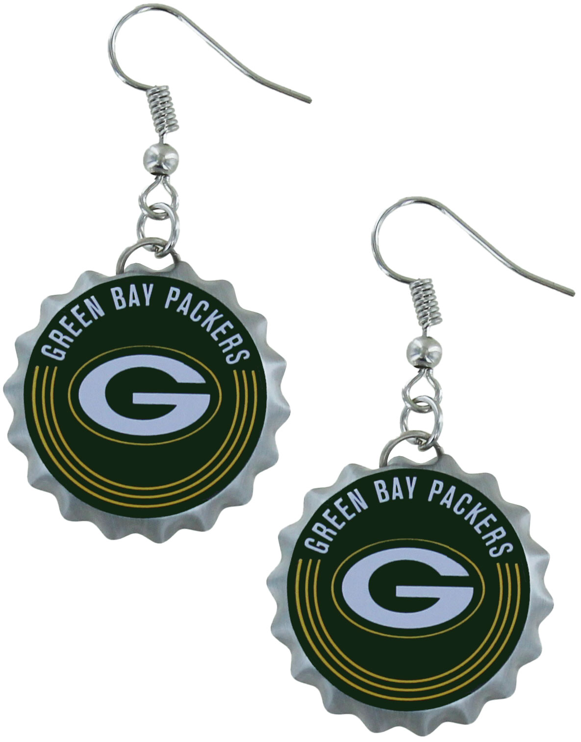 Pro Specialties Group Green Bay Packers Bottle Cap Earrings